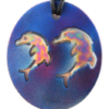 Adult Blue Oval Double Dolphin Pendants