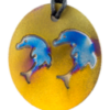 Adult Gold Oval Double Dolphins Pendants