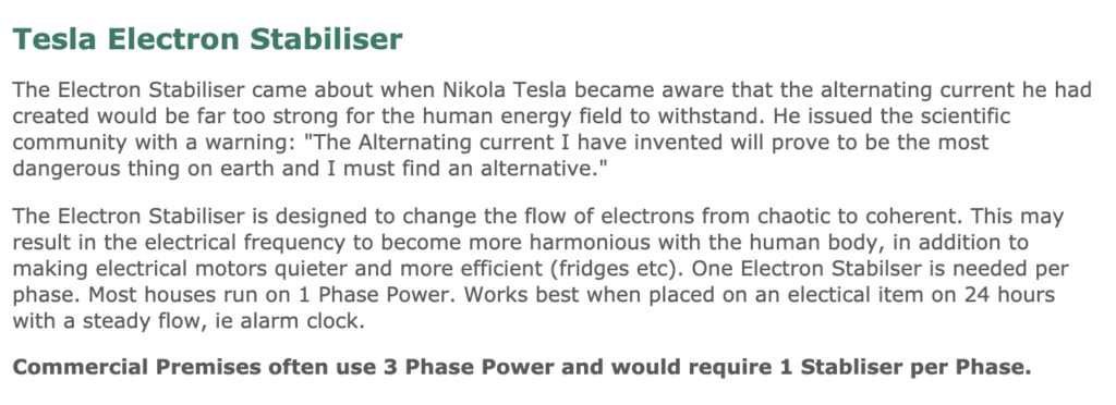 Tesla's Electron Stabiliser