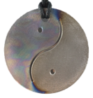 Patterned Silver Round Yin Yang Pendant